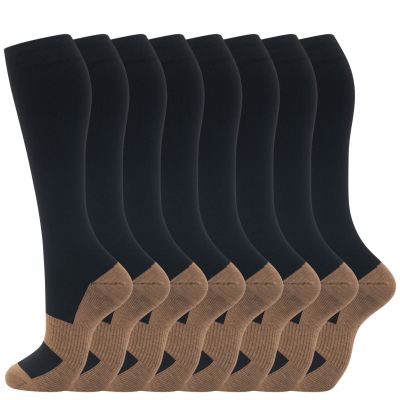 fenglaoda 8 Pairs Compression Socks for Men & Women 20-30 mmHg Knee High Nurse Pregnant Running Medical and Travel Athletic(S/M,Multi15)