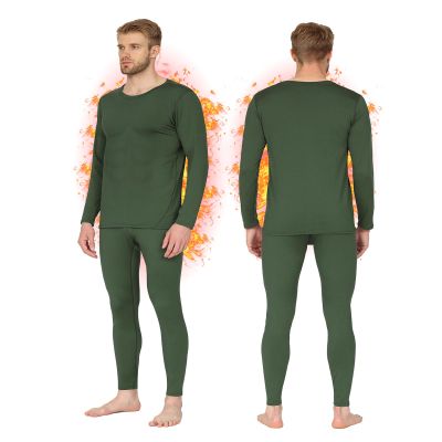 HEROBIKER Long Johns Thermal Underwear for Men Skiing Winter Warm Hunting Gear Base Layer Set Fleece Lined Top Bottom Green XX-Large