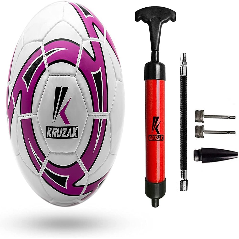 Kruzak Hand Stitched Official Size 5 Soccer Ball | Classic Match Ball for Professional Training | Perfect for Men, Women, Youth, Boys & Girls Soccer Players - Purple