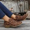Women Pointed Toe Ankle Boots 2046 Fall Fashion Casual Back Zipper V Cutout Block Chunky Mid Heel Booties Solid Comfy Slip on Ladies Shoes view 3