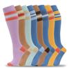 fenglaoda 8 Pairs Compression Socks for Men & Women 20-30 mmHg Knee High Nurse Pregnant Running Medical and Travel Athletic(L/XL,Multi04) view 1