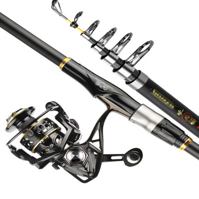 Telescopic Fishing Rod Fishing Rod and Reel Combos Carbon Fiber Telescopic Fishing Pole/Metal Fishing Reel Sea Saltwater Freshwater Kit Fishing Rod Kit Fishing Gear Fishing Rods