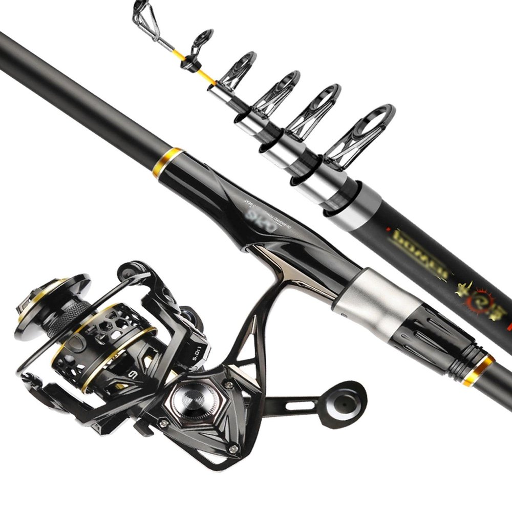 Telescopic Fishing Rod Fishing Rod and Reel Combos Carbon Fiber Telescopic Fishing Pole/Metal Fishing Reel Sea Saltwater Freshwater Kit Fishing Rod Kit Fishing Gear Fishing Rods