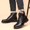 oiangi Vintage Imitation Leather Men's Boots Leather Shoes 2022 Fashion Men's Middle Top Boots Men view 2