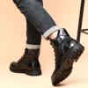oiangi Vintage Imitation Leather Men's Boots Leather Shoes 2022 Fashion Men's Middle Top Boots Men view 3
