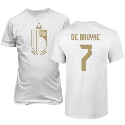 Belgium Soccer #7 De Bruyne World Football Fans Adult Men's Unisex T-Shirt (White, 4X-Large)