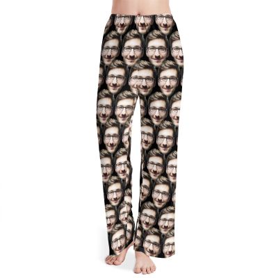 Custom Funny Pajamas Pants for Women, Personalized Photo Face Printed Pj Bottoms, Sleepwear Nightwear Pants for Adult Girl