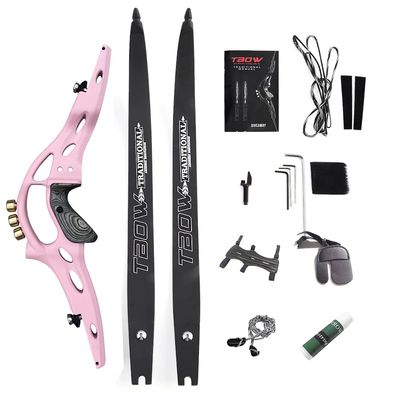 62 Takedown ILF Recurve Bow 30-60 Lbs Archery American Hunting Bow with Gordon Limbs for Adult Competition Athletic Bow Right Hand Archery Recurve Bow Accessory Set (40 Lbs, Pink)