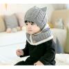 Crochet Earflap Hats Infant Baby Boy Girl Winter Hat Cat Beanie Hat with Scarf Fleece Lined Knitted Cap 0-2years Grey view 3