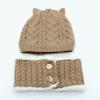 Crochet Earflap Hats Infant Baby Boy Girl Winter Hat Cat Beanie Hat with Scarf Fleece Lined Knitted Cap 0-2years Coffee view 2