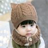 Crochet Earflap Hats Infant Baby Boy Girl Winter Hat Cat Beanie Hat with Scarf Fleece Lined Knitted Cap 0-2years Coffee view 3