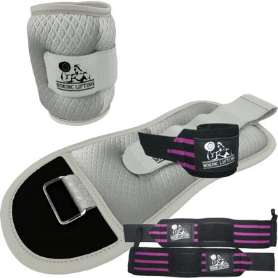 Ankle Wrist Weights 5lb Bundle with Wrist Wraps 1p - Purple