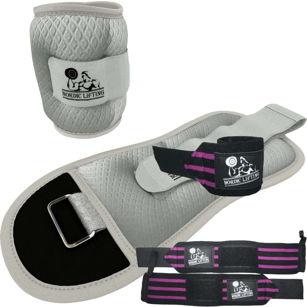 Ankle Wrist Weights 5lb Bundle with Wrist Wraps 1p - Purple