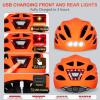 Gudook Bike Helmet Adult Helmets for Men/Women: with USB Rechargeable Front and Rear LED Light for Cycling Urban Commuter Casco para Bicicleta Lightweight Bicycle Helmet (Matte Orange, Large) view 3