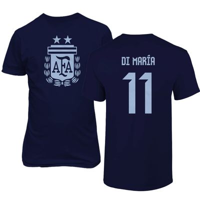 FLAURA Argentina Soccer #11 Di Maria World Football Adult Mens Unisex T-Shirt (Navy, 3X-Large)
