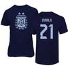 FLAURA Argentina Soccer #21 Dybala World Football Adult Mens Unisex T-Shirt (Navy, 4X-Large) view 1