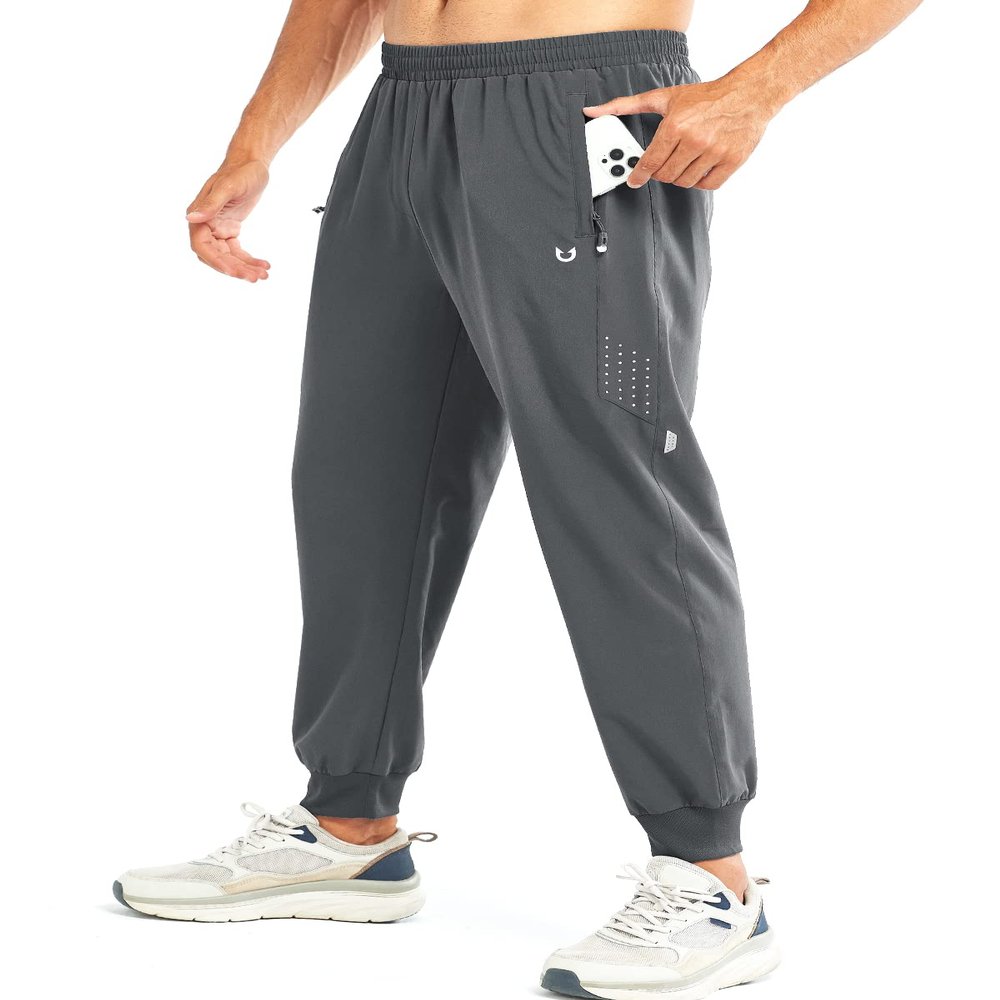 NORTHYARD Men's Athletic Running Pants Lightweight Workout Joggers Quick Dry Gym Sweatpants Active Sports Track Training SMOKEGREY M