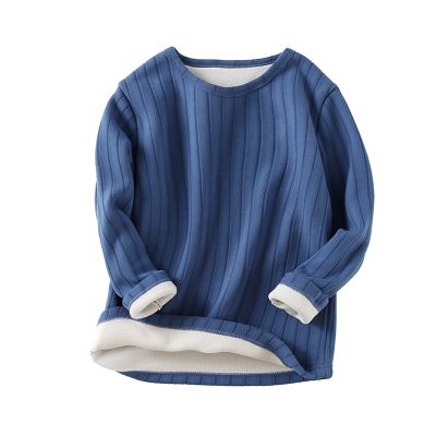 Kids Toddler Girls Boys Ribbed Solid Spring Winter Long Sleeve Warm Thick Tops Clothes Boys (Dark Blue, 9-10 Years)