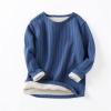 Kids Toddler Girls Boys Ribbed Solid Spring Winter Long Sleeve Warm Thick Tops Clothes Boys (Dark Blue, 9-10 Years) view 2