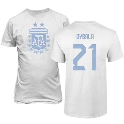 FLAURA Argentina Soccer #21 Dybala World Football Adult Mens Unisex T-Shirt (White, 4X-Large)
