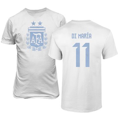 FLAURA Argentina Soccer #11 Di Maria World Football Adult Mens Unisex T-Shirt (White, 3X-Large)