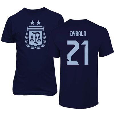 FLAURA Argentina Soccer #21 Dybala World Football Adult Mens Unisex T-Shirt (Navy, 3X-Large)