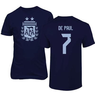 Argentina Soccer #7 De Paul World Football Adult Mens Unisex T-Shirt (Navy, 5X-Large)