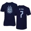 Argentina Soccer #7 De Paul World Football Adult Mens Unisex T-Shirt (Navy, 5X-Large) view 1