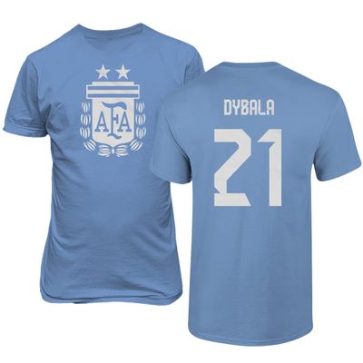 FLAURA Argentina Soccer #21 Dybala World Football Adult Mens Unisex T-Shirt (Carolina Blue, 5X-Large)