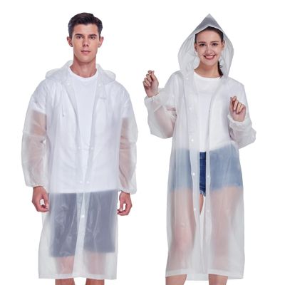 2 Pack Waterproof Rain Ponchos for Adults-Reusable Emergency Raincoats with Hoodand Drawstring -LightweightPonchos for Women and MenWhite