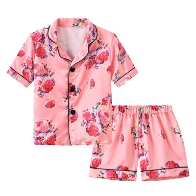Kids Toddler Boy Girls Clothes Casual Cartoon Prints Short Sleeves Top Waist Shorts Footed Baby Pants (Red, 2-3 Years)