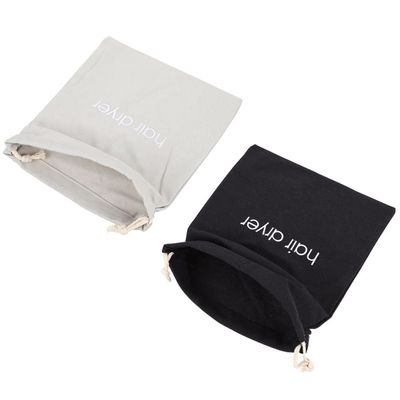 minkissy 2pcs Hair Dryer Drawstring Storage Bags for Traveling Cloth Black