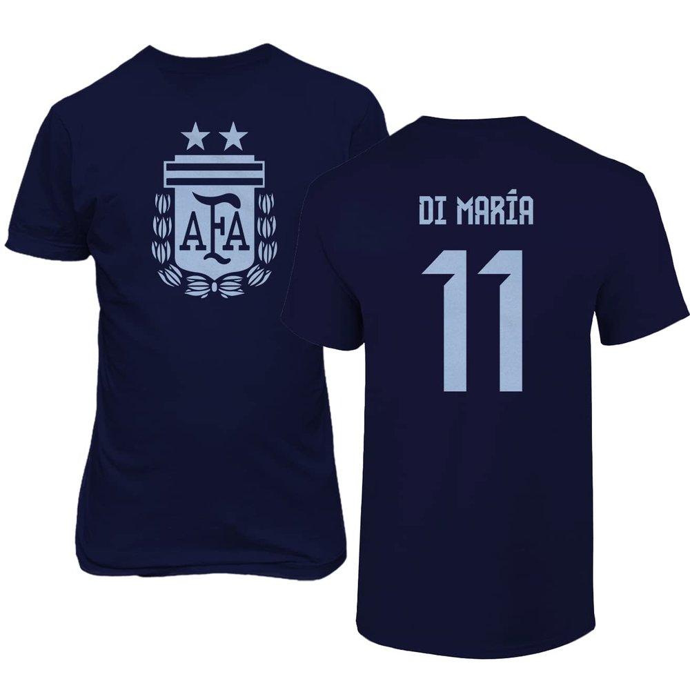 FLAURA Argentina Soccer #11 Di Maria World Football Adult Mens Unisex T-Shirt (Navy, 5X-Large)