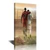 Cristiano Ronaldo and Lionel Messi Poster Framed Canvas Painting Picture Print Board Wall Decor Art Birthday Decorations Motivational Ready to Hang 36x24 in view 1