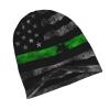 Niqqzit Thin Green Line American Flag Beanie Hat for Men/Women Slouchy Beanie Ski Skull Cap Winter Thin Stretch Acrylic Knit Hat view 2
