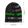 Niqqzit Thin Green Line American Flag Beanie Hat for Men/Women Slouchy Beanie Ski Skull Cap Winter Thin Stretch Acrylic Knit Hat view 3