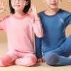 Hansber Kids Boys Girls Thermal Underwear Set Long Johns Base Layer Top with Pants Fall Winter Warm Outfits Blue 13-14 view 4