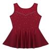 Kvysinly Girls Shiny Rhinestone Sleeveless Ballet Dance Gymnastic Leotard Tutu Dress Figure Ice Skating Dress Dancewear Burgundy 12 Years view 3