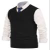 PJ PAUL JONES Men V Neck Sweater Vests Basic Slim Fit Solid Plain Sleeveless Pullover Sweater Vest Black 3XL view 2