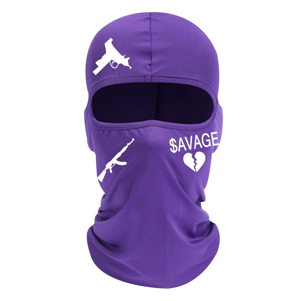 Single Hole Knit Cycling Head Cover Lightweight Ski Mask Exquisite Embroidery Purple Classic Ski Mask Balaclava(Purple,One Size)