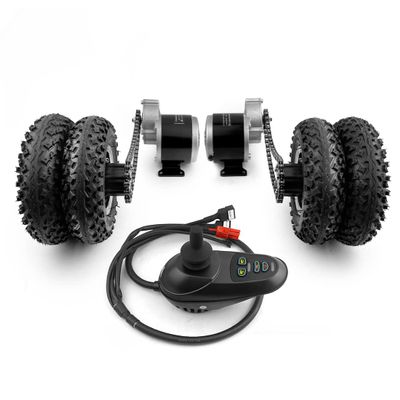L-faster Dual Motor Wider 8 Inch Off Road Wheel with Joystick Controller for Beach Cart Wheelchair Bike (Max 9kph)