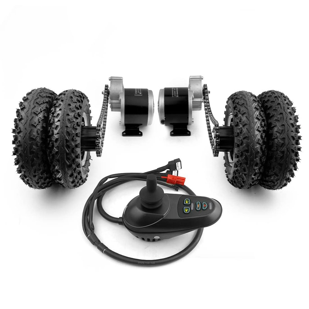 L-faster Dual Motor Wider 8 Inch Off Road Wheel with Joystick Controller for Beach Cart Wheelchair Bike (Max 9kph)