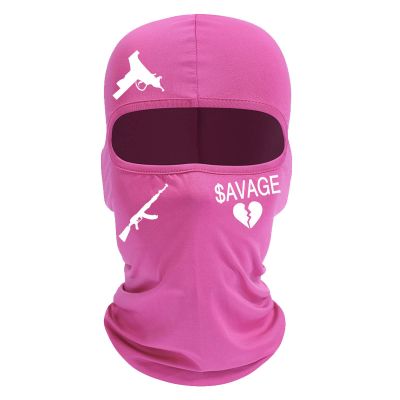 Single Hole Knit Cycling Head Cover Lightweight Ski Mask Exquisite Embroidery Pink Classic Ski Mask Balaclava(Pink,One Size)