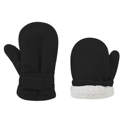 DOOVID Toddler Winter Mittens Warm Fleece Mittens for Baby Boys Girls Kids Snow Outdoor Gloves Mitten 1 Pairs Black 2-4 Years