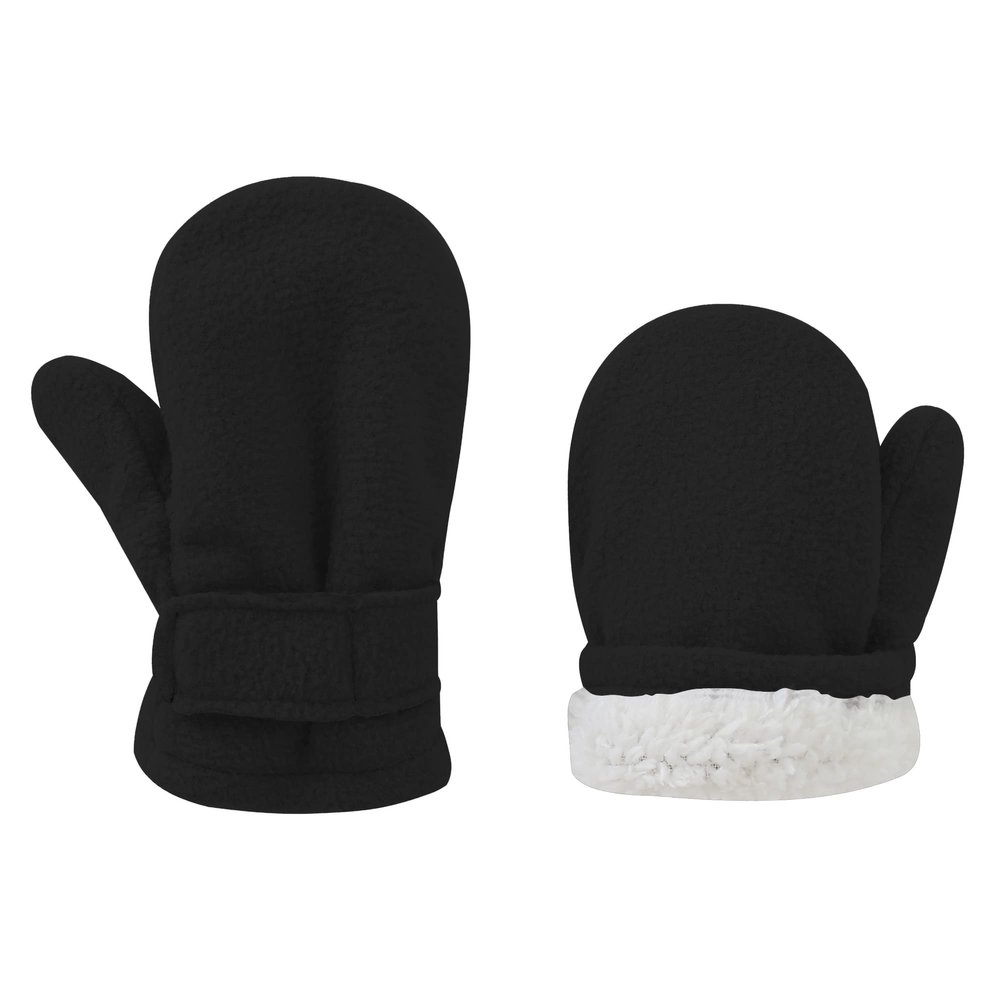 DOOVID Toddler Winter Mittens Warm Fleece Mittens for Baby Boys Girls Kids Snow Outdoor Gloves Mitten 1 Pairs Black 2-4 Years