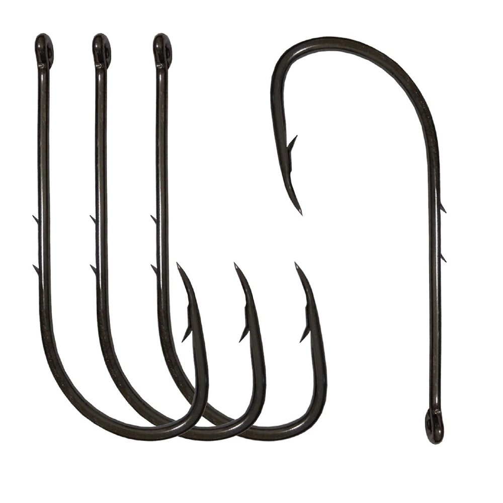 100pcs Baitholder Fishing Hooks Barbed Shank Beak Bait Holder Hooks Long Shank Fishing Hooks Black Offset Fishing Jig Hooks Bait Keep Hooks for Saltwater Freshwater Fishing Shank with 2 Barbs (1/0)