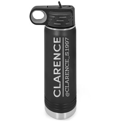 Personalized Water Bottles/Straw Vacuum Insulated Water Bottle Stainless Steel Sports Water Bottle 40 oz Black