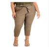 Calvin Klein Womens Green Stretch Smocked Pocketed Belted Cropped Pants Plus 1X view 1