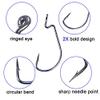 50pcs High Carbon Steel Fishing Hook Worm Hook Jig Bass Fishing Hooks for Saltwater Fishing Size: 1/0-5/0 (2/0) view 4