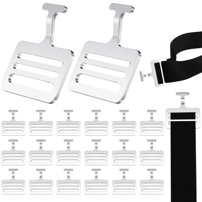 Fabbay 12 Sets Shoulder Pad T Hook with Elastic Strap,Include Silver Metallic Football T Hook for Youth Adult Football Shoulder Pad Straps (1.5 Inch)
